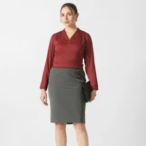 Elegant Maroon V-Neck Formal Top